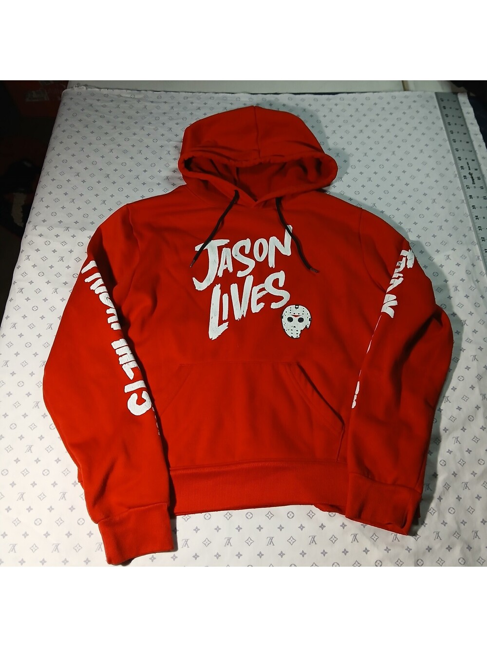 Friday The 13th Jason Lives Red Hoodie Horror Movie Streetwear Large Retro